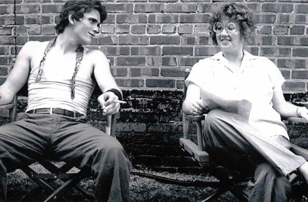 Matt Dillon with S. E. Hinton on the set of the Rumble Fish.